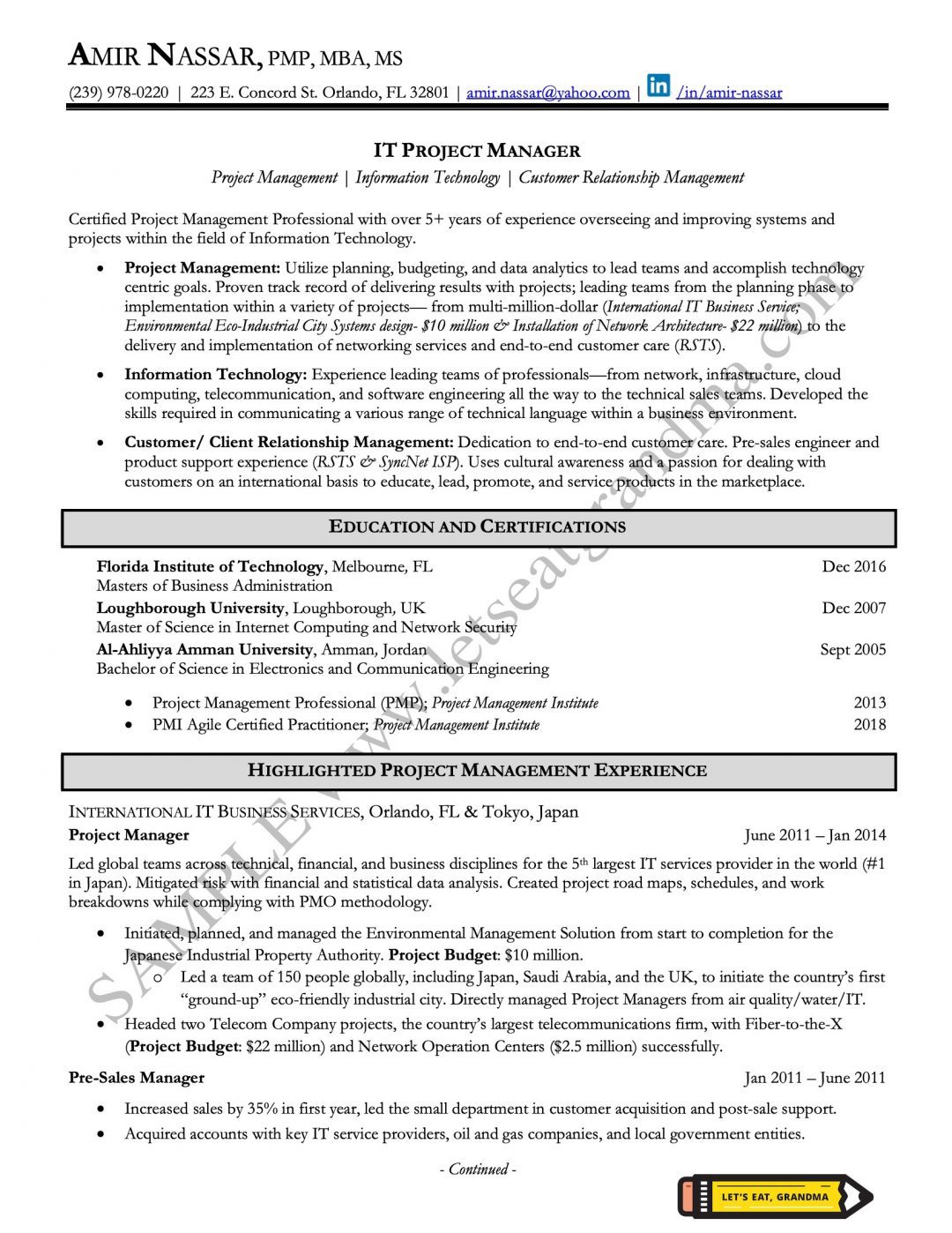 Project Manager Resume Sample With Guide Let S Eat Grandma   Project Manager Resume Sample 2019 1080x1398 