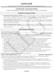 examples of hr resume